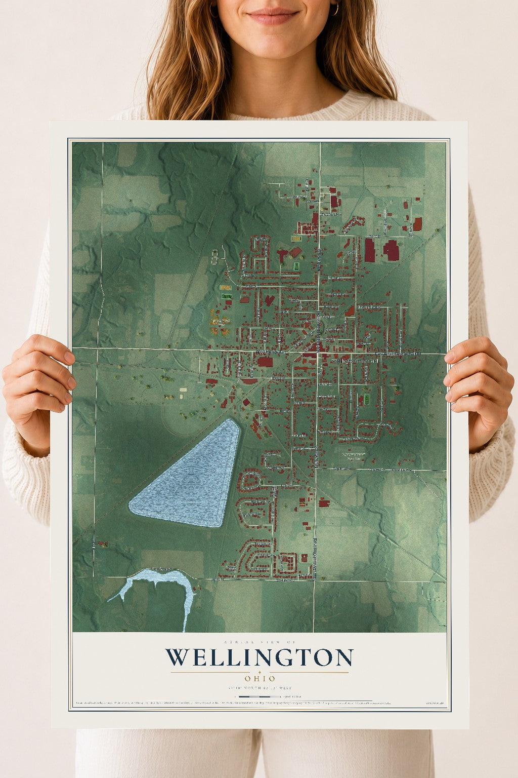 Map of Wellington, Ohio, 18 x 24 inch unframed archival matte print