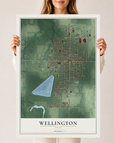 Map of Wellington, Ohio, 24 x 36 inch unframed archival matte print