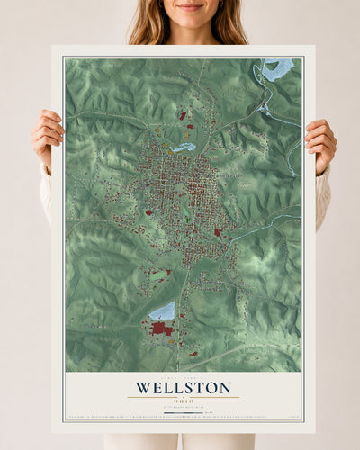 Map of Wellston, Ohio, 24 x 36 inch unframed archival matte print