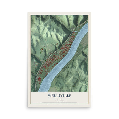Map of Wellsville, Ohio, 12 x 18 inch unframed archival matte print
