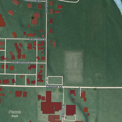 Second close-up of the map of West Alexandria, Ohio print showing more streets and buildings