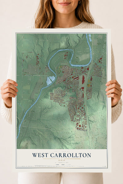 Map of West Carrollton, Ohio, 18 x 24 inch unframed archival matte print