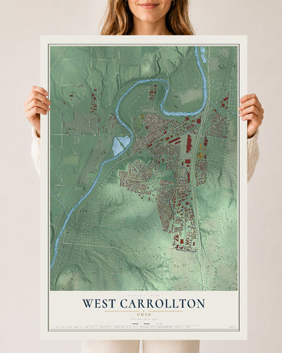 Map of West Carrollton, Ohio, 24 x 36 inch unframed archival matte print