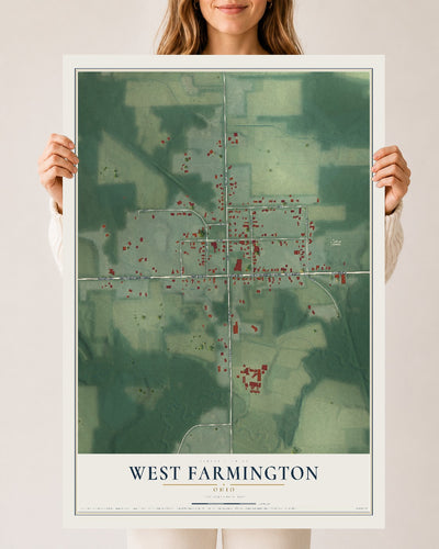 Map of West Farmington, Ohio, 24 x 36 inch unframed archival matte print