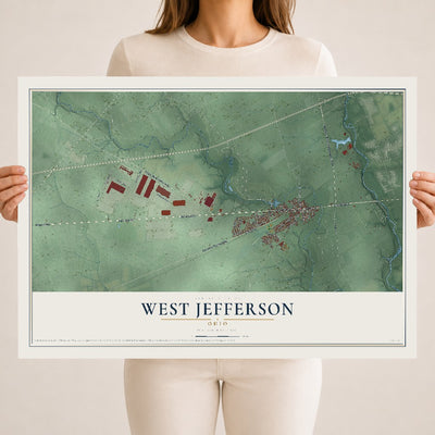 Map of West Jefferson, Ohio, 18 x 24 inch unframed archival matte print
