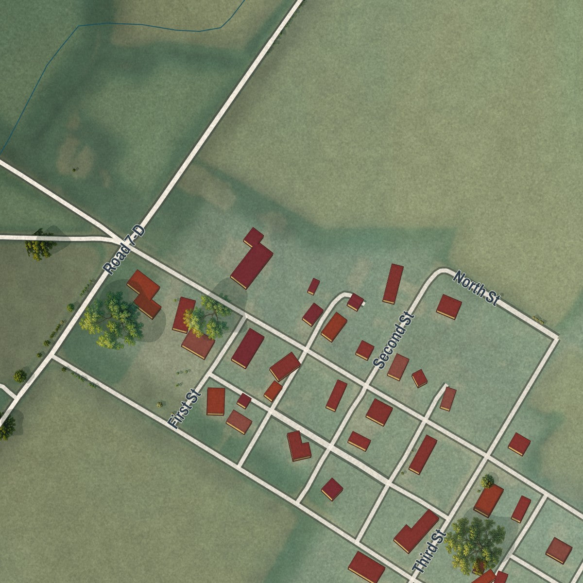 Second close-up of the map of West Leipsic, Ohio print showing more streets and buildings