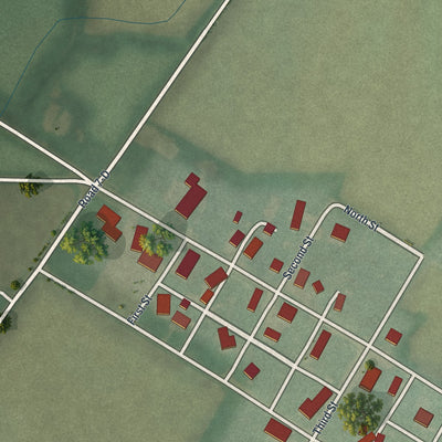 Second close-up of the map of West Leipsic, Ohio print showing more streets and buildings