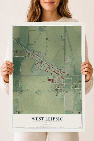 Map of West Leipsic, Ohio, 18 x 24 inch unframed archival matte print