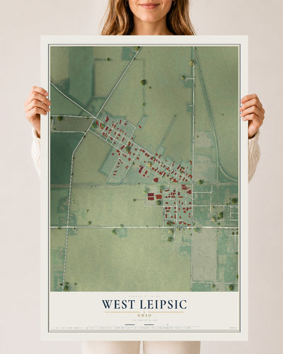 Map of West Leipsic, Ohio, 24 x 36 inch unframed archival matte print
