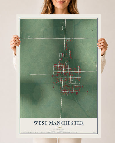 Map of West Manchester, Ohio, 24 x 36 inch unframed archival matte print