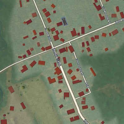 Close-up of the map of West Millgrove, Ohio print showing street and building detail