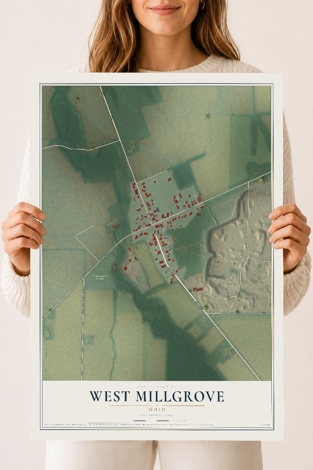 Map of West Millgrove, Ohio, 18 x 24 inch unframed archival matte print