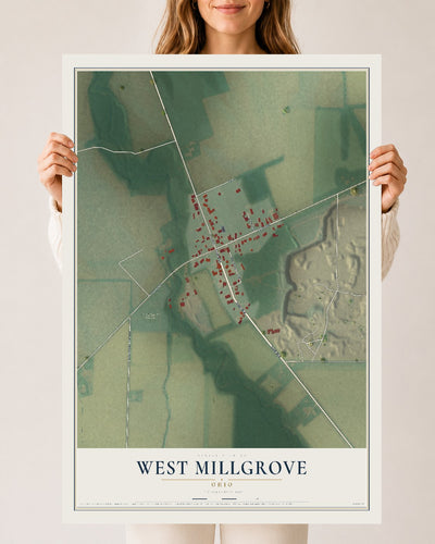 Map of West Millgrove, Ohio, 24 x 36 inch unframed archival matte print
