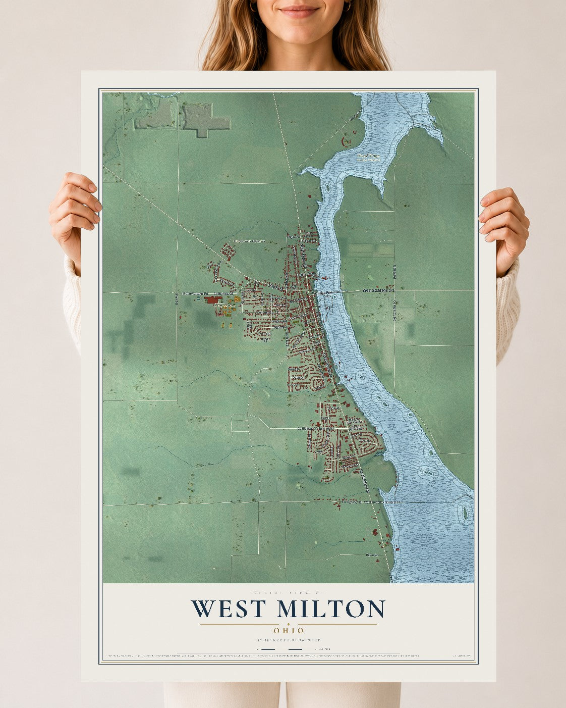 Map of West Milton, Ohio, 24 x 36 inch unframed archival matte print