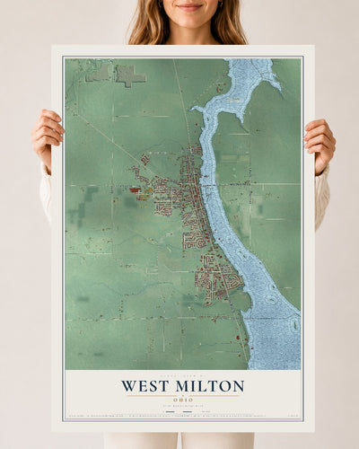 Map of West Milton, Ohio, 24 x 36 inch unframed archival matte print