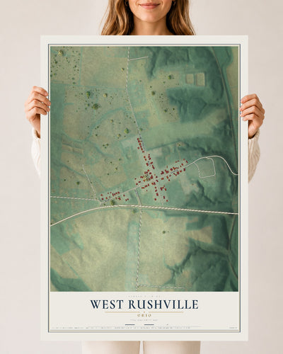 Map of West Rushville, Ohio, 24 x 36 inch unframed archival matte print