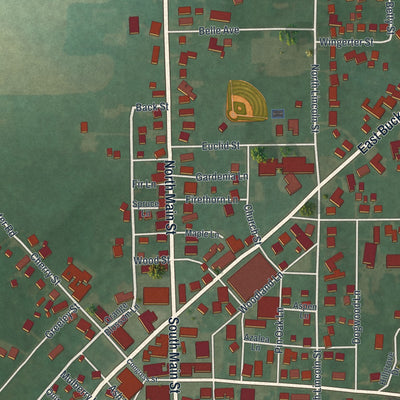 Close-up of the map of West Salem, Ohio print showing street and building detail