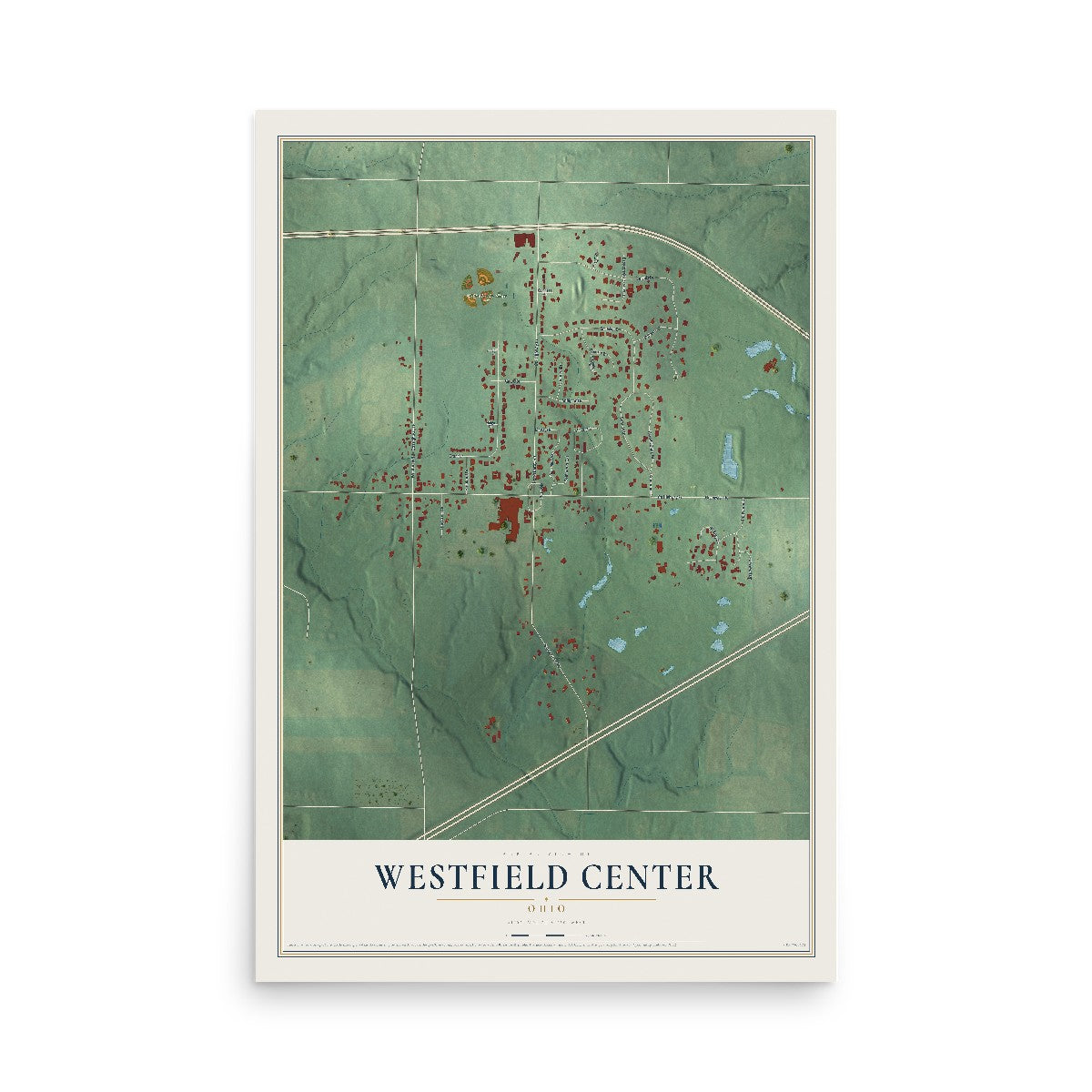 Map of Westfield Center, Ohio, 12 x 18 inch unframed archival matte print