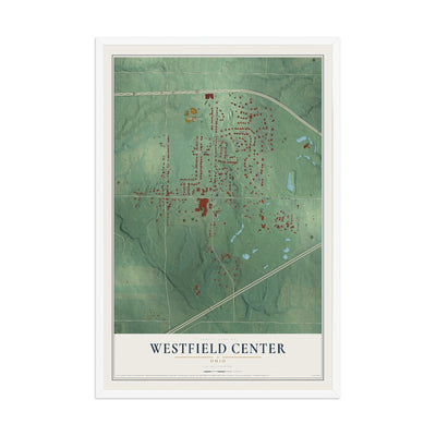 Map of Westfield Center, Ohio, 12 x 18 inch print in a white wood frame