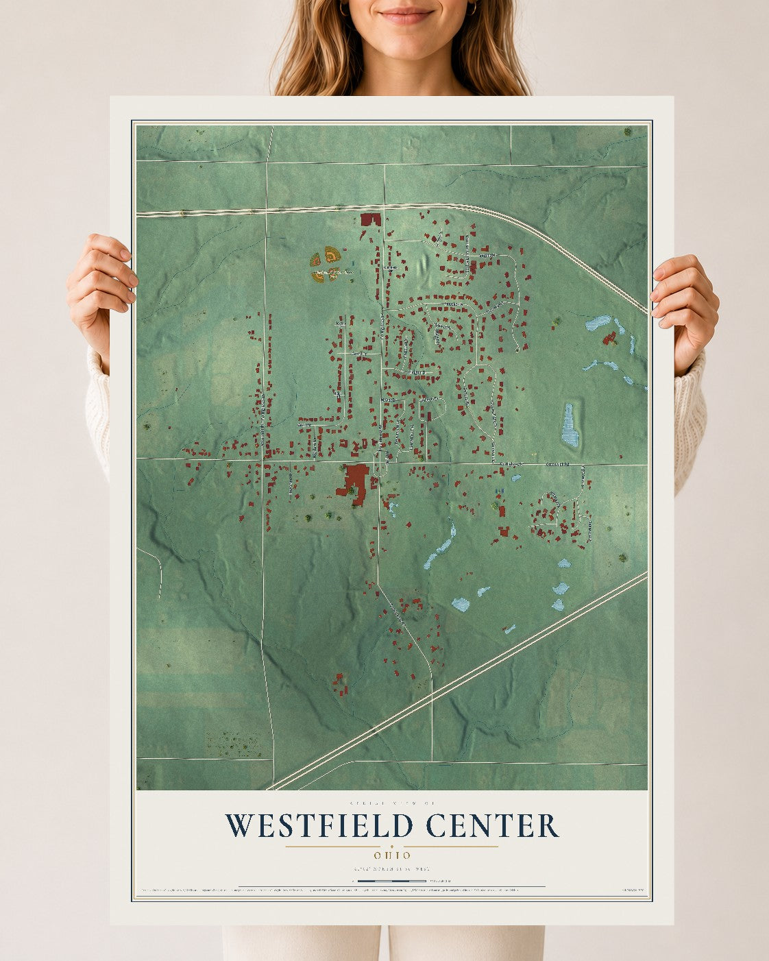 Map of Westfield Center, Ohio, 24 x 36 inch unframed archival matte print