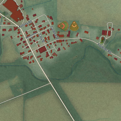 Close-up of the map of Westminster, Ohio print showing street and building detail