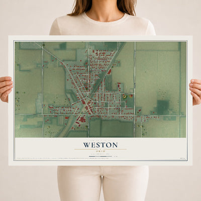 Map of Weston, Ohio, 18 x 24 inch unframed archival matte print