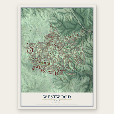 Westwood, Ohio map print, the full design