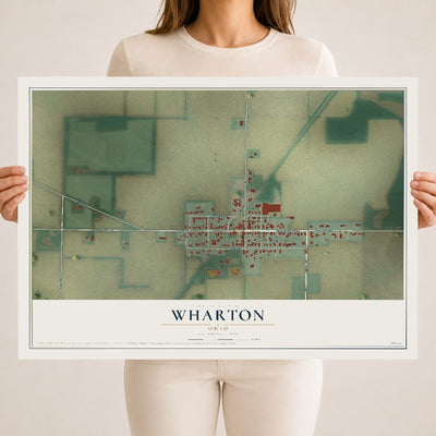 Map of Wharton, Ohio, 18 x 24 inch unframed archival matte print