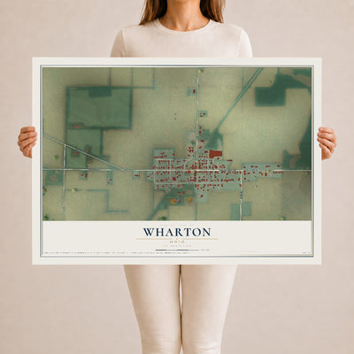 Map of Wharton, Ohio, 24 x 36 inch unframed archival matte print