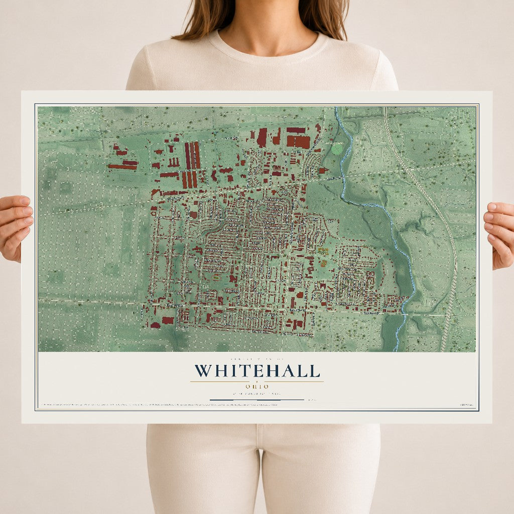 Map of Whitehall, Ohio, 18 x 24 inch unframed archival matte print