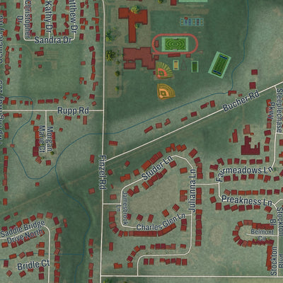 Second close-up of the map of Whitehouse, Ohio print showing more streets and buildings
