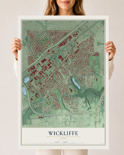 Map of Wickliffe, Ohio, 24 x 36 inch unframed archival matte print
