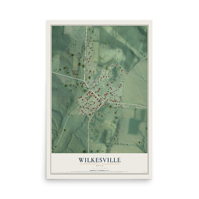 Map of Wilkesville, Ohio, 12 x 18 inch unframed archival matte print