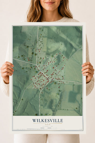 Map of Wilkesville, Ohio, 18 x 24 inch unframed archival matte print