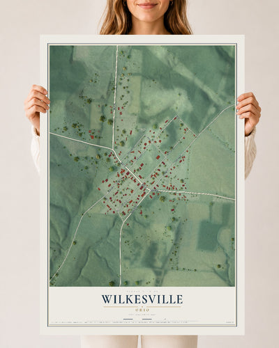 Map of Wilkesville, Ohio, 24 x 36 inch unframed archival matte print
