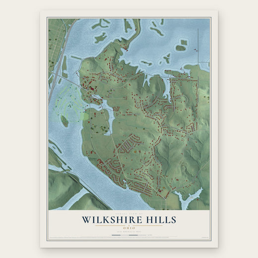 Wilkshire Hills, Ohio map print, the full design