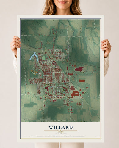 Map of Willard, Ohio, 24 x 36 inch unframed archival matte print