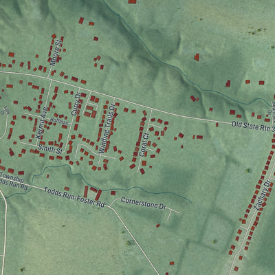 Second close-up of the map of Williamsburg, Ohio print showing more streets and buildings