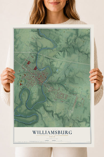 Map of Williamsburg, Ohio, 18 x 24 inch unframed archival matte print