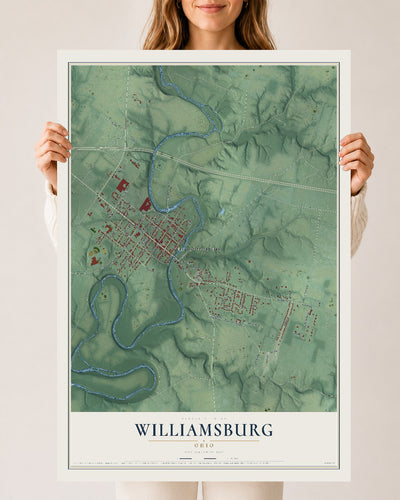 Map of Williamsburg, Ohio, 24 x 36 inch unframed archival matte print