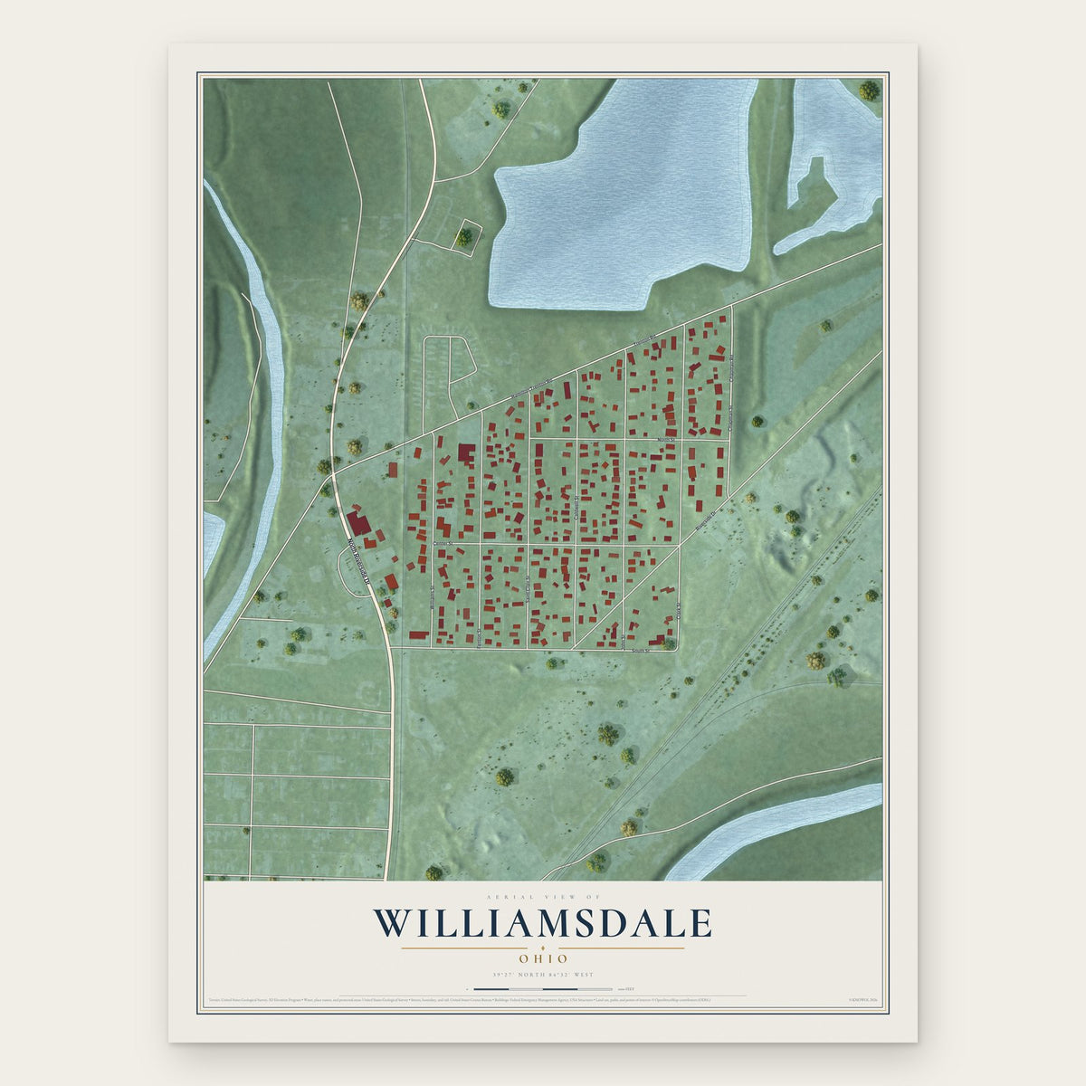 Williamsdale, Ohio map print, the full design