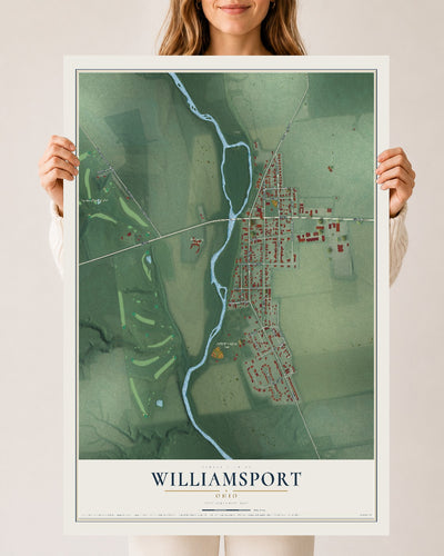 Map of Williamsport, Ohio, 24 x 36 inch unframed archival matte print