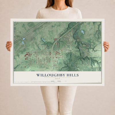 Map of Willoughby Hills, Ohio, 24 x 36 inch unframed archival matte print