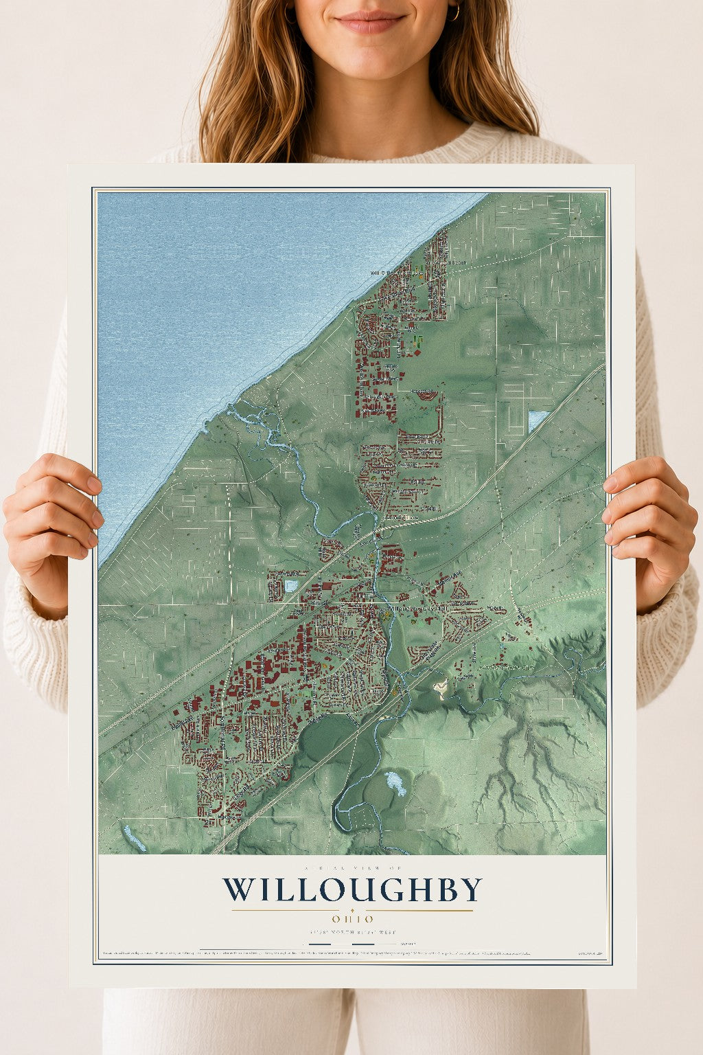 Map of Willoughby, Ohio, 18 x 24 inch unframed archival matte print