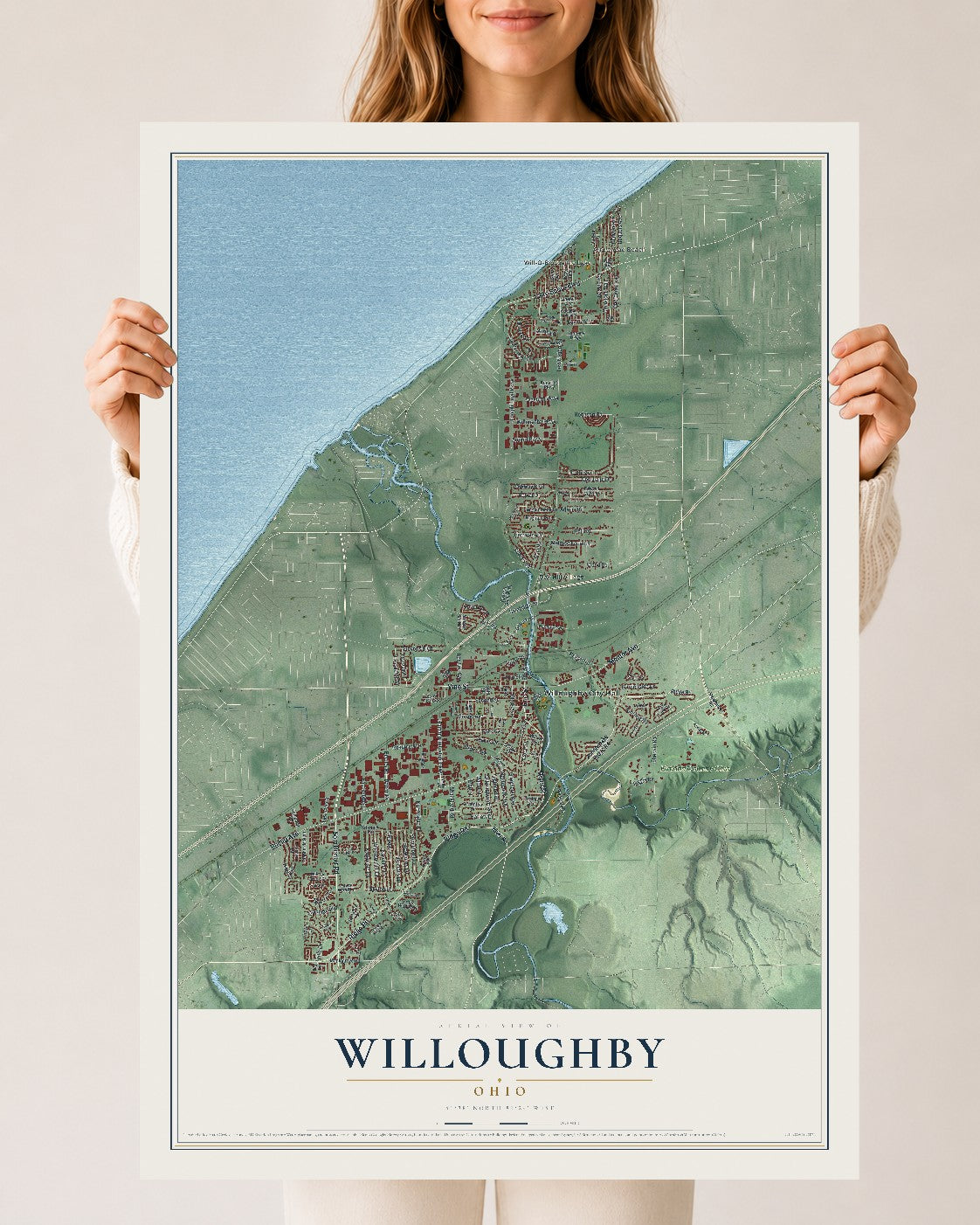 Map of Willoughby, Ohio, 24 x 36 inch unframed archival matte print