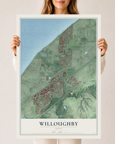 Map of Willoughby, Ohio, 24 x 36 inch unframed archival matte print