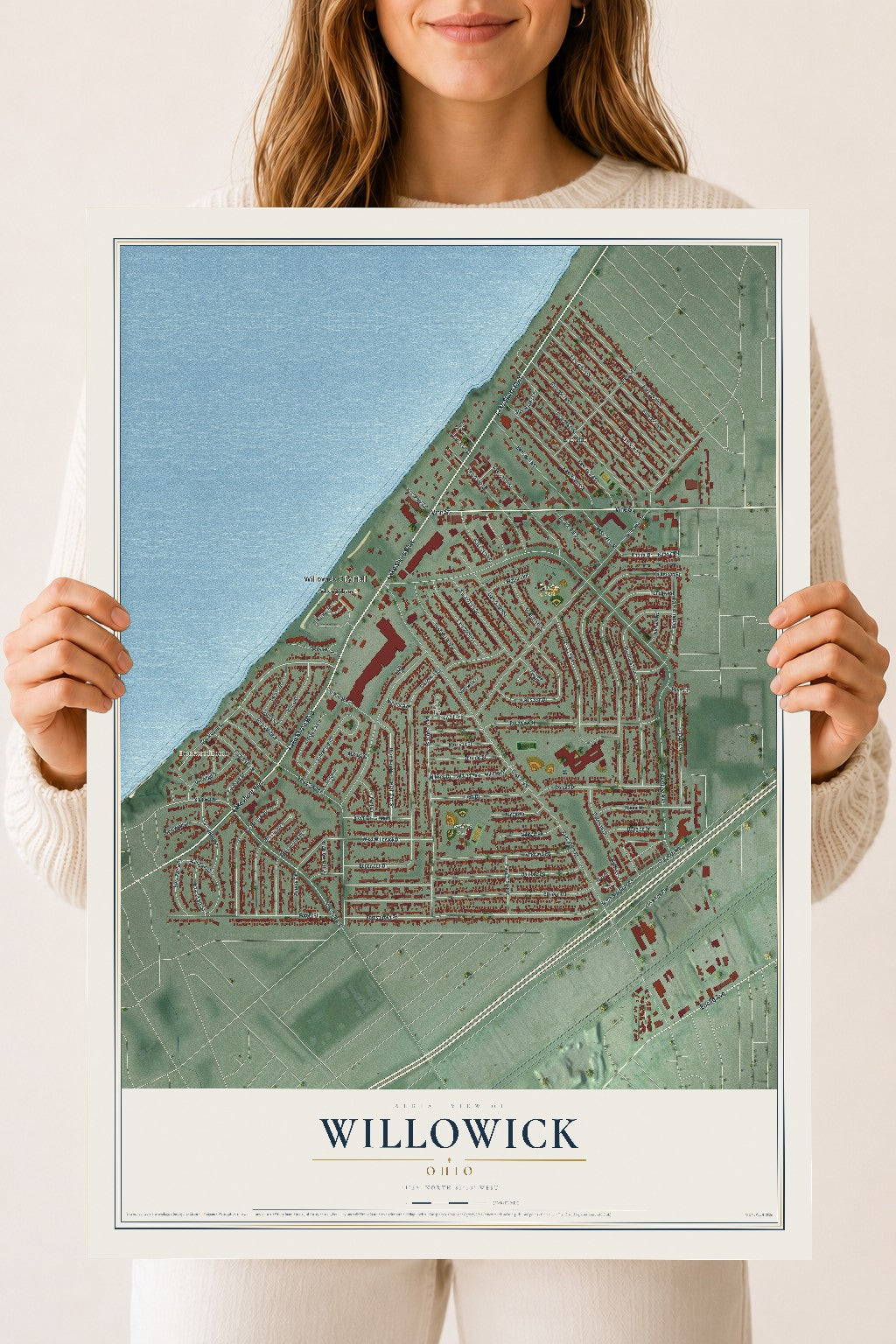 Map of Willowick, Ohio, 18 x 24 inch unframed archival matte print
