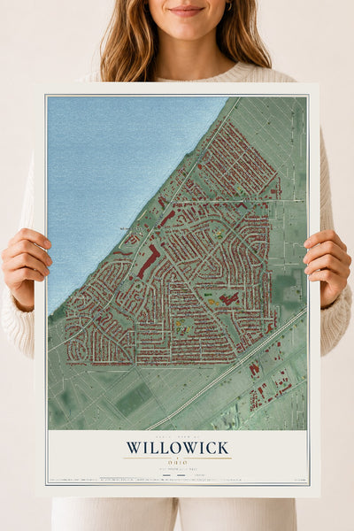 Map of Willowick, Ohio, 18 x 24 inch unframed archival matte print