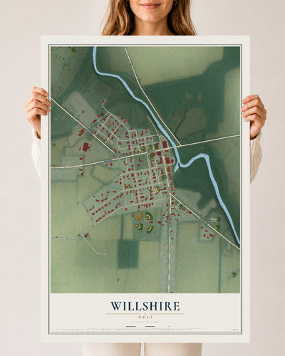 Map of Willshire, Ohio, 24 x 36 inch unframed archival matte print