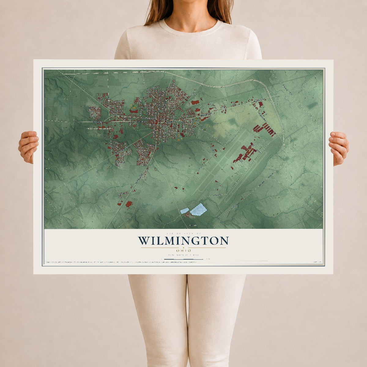 Map of Wilmington, Ohio, 24 x 36 inch unframed archival matte print